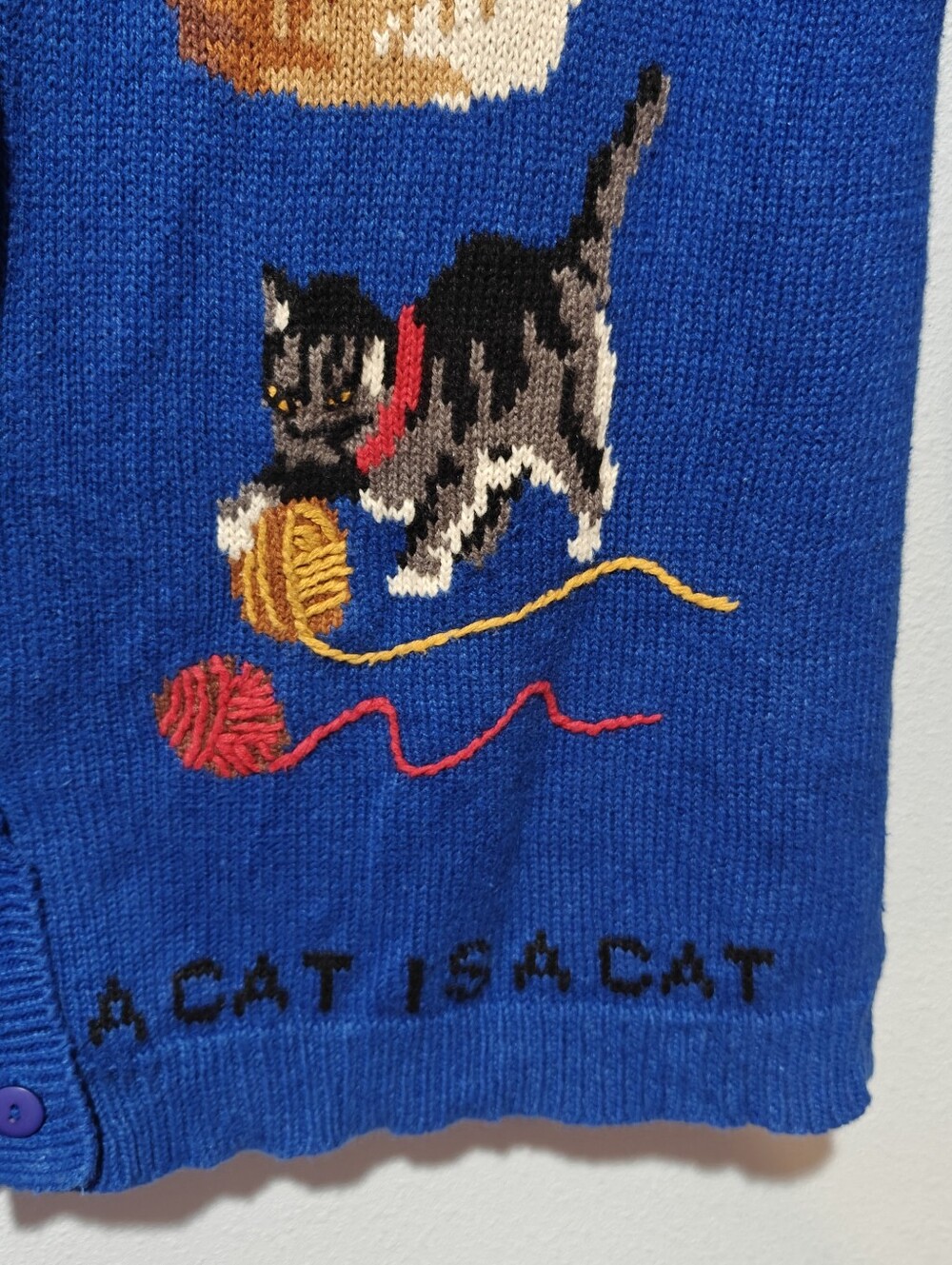 Rare Cat Knit Sweater Large Grandma 3D Cats The Quacker Factory Heavy - Picture 6 of 9
